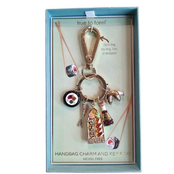 True To Form Accessories - Bag Charm True Form Sushi Chopsticks, Soy Sauce & Fortune Cookie Or Keychain